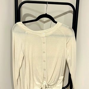 White Abercrombie Knotted Sweater